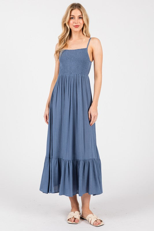 Smocked Ruffle Maxi Dress