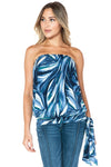 Ariella Printed Tube Top w/ Tie - Blue