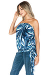 Ariella Printed Tube Top w/ Tie - Blue