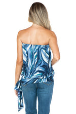 Ariella Printed Tube Top w/ Tie - Blue