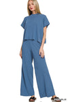 Viscose Sweater Short Sleeve Top And Pants Set