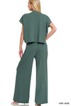 Viscose Sweater Short Sleeve Top And Pants Set