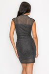 Mesh Dot Foil Mock Neck Dress