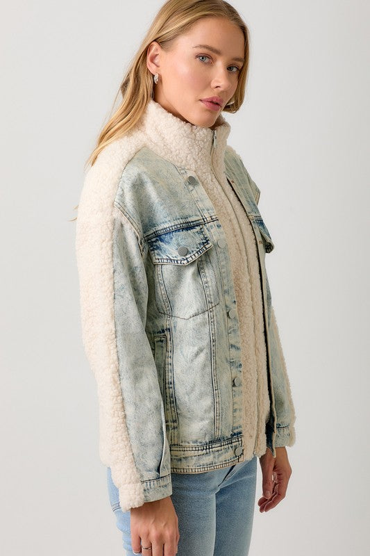 Denim Mixed Sherpa Jacket