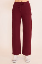 Seersucker Front Tie Wide Leg Pants