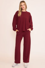 Seersucker Front Tie Wide Leg Pants