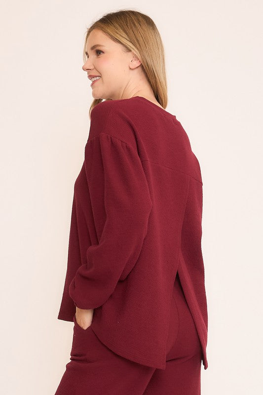 Seersucker Open Back Puff Top