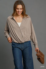 Knitted Front Twist Shirt