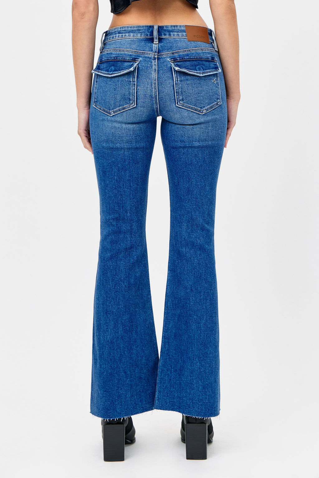 Hidden Medium Dark Mid Rise Utility Pocket Flare