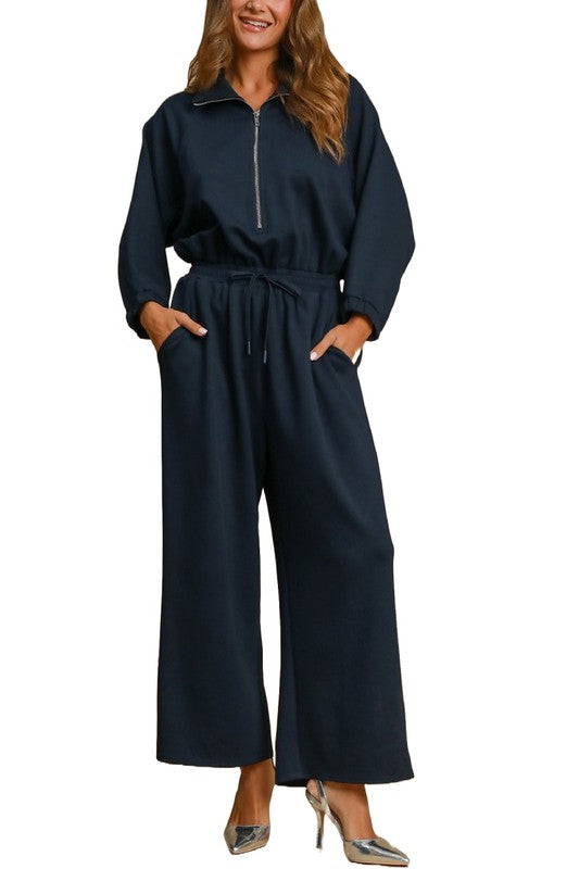 Wide Leg Luxeknit Jumpsuit - Dusk