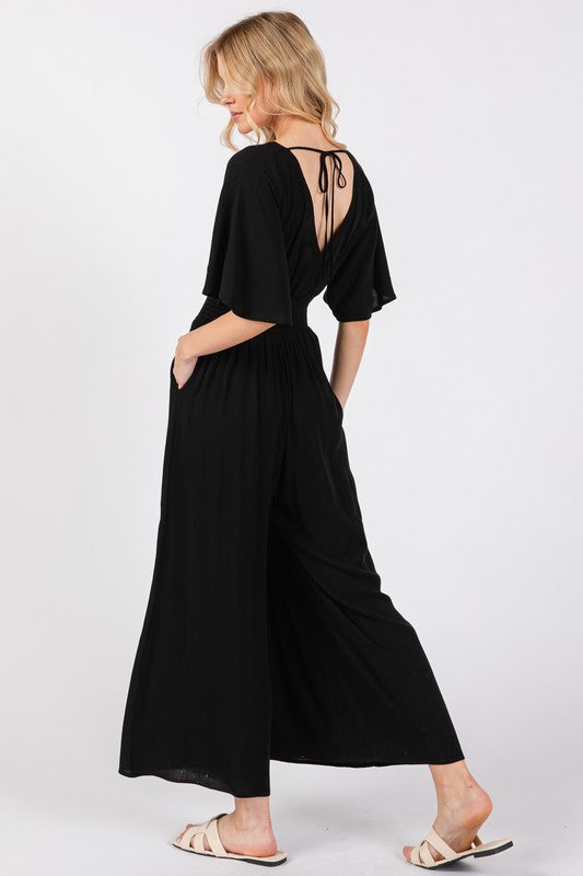 Heavy Gauze Jumpsuit - Black