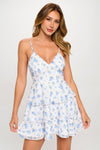 Floral Layered Tie Back Skater Dress