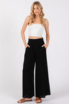 Woven Waist Smocked Wide Leg Pants