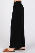 Woven Waist Smocked Wide Leg Pants