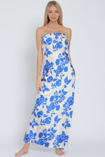 Tube Tie Back Chest Cowl Back Waisted Maxi Dress