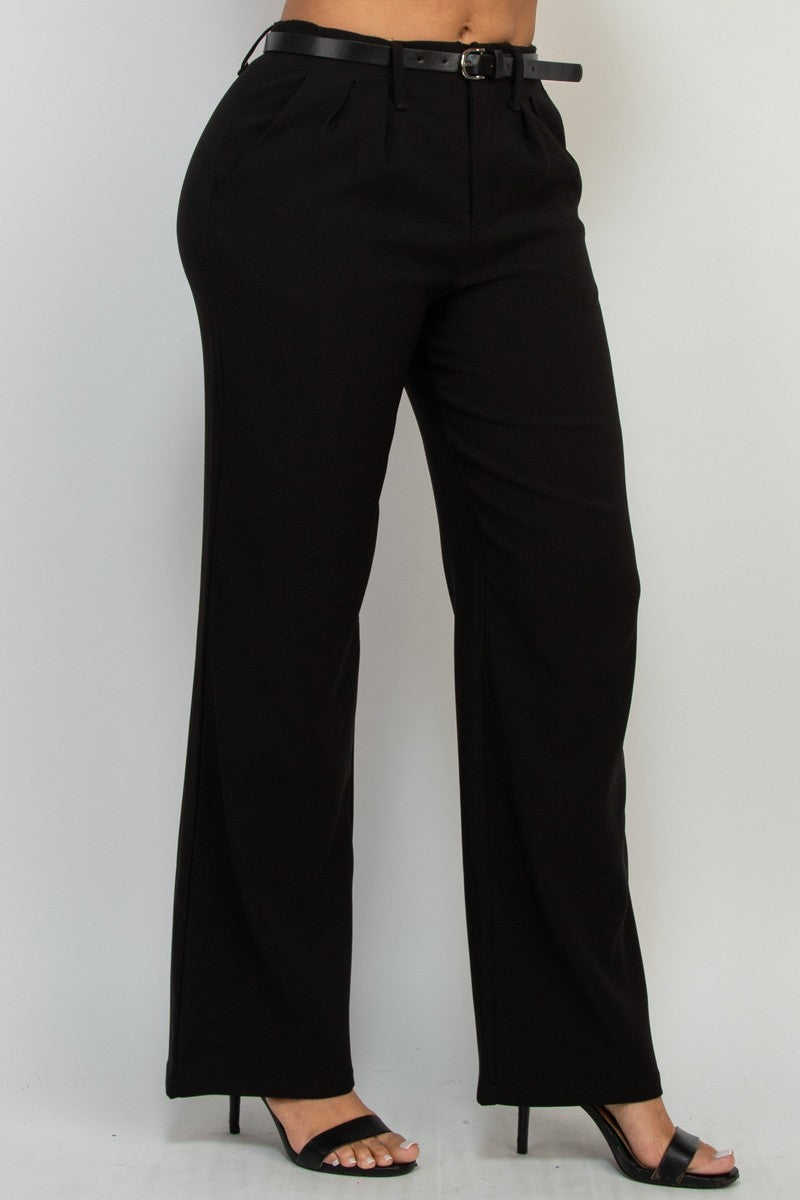 High Rise Belted Wide Pants