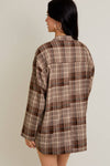 Oversized Plaid Jacket w Mini Skirt