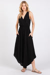 Surplice Waist Smocked Sleeveless Jumpsuit