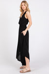 Surplice Waist Smocked Sleeveless Jumpsuit