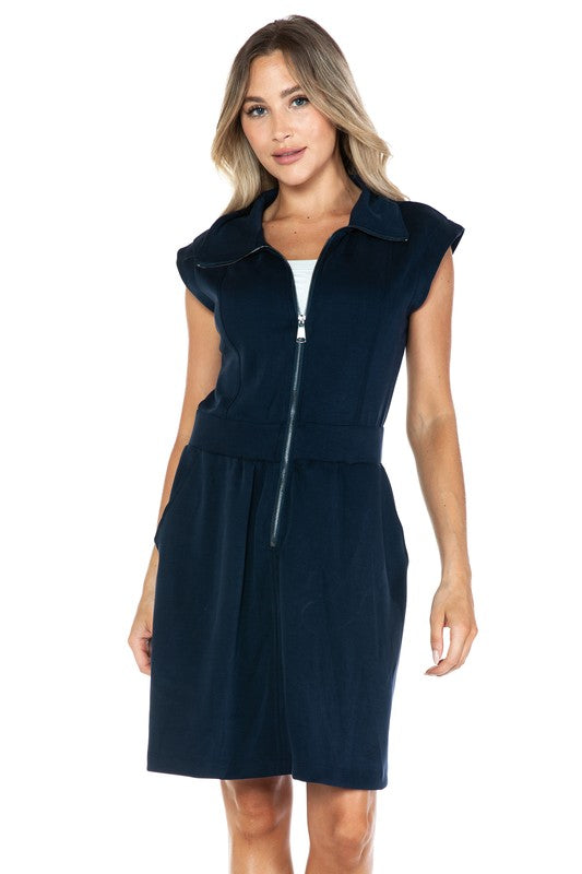 Ariella Zipper Detail Scuba Dress