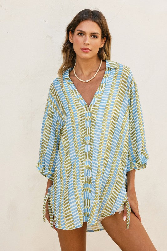 Morning Pages Tie Detail Tunic Shirt