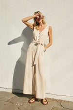 Heaven Sent Button Down Sash Belt Jumpsuit