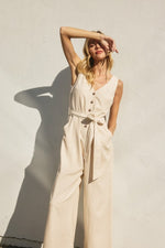 Heaven Sent Button Down Sash Belt Jumpsuit
