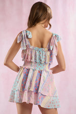 Multi Floral Printed Double Layer Romper