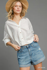 High Low Tencel Striped Button Down Top