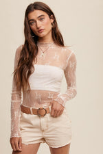 Lace Mock Neck Long Sleeve Top