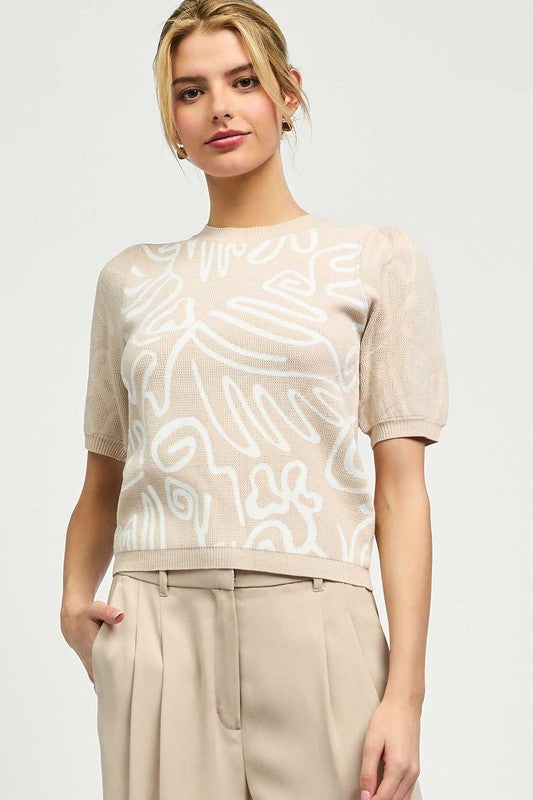 Round Neck Half Sleeve Sweater Top