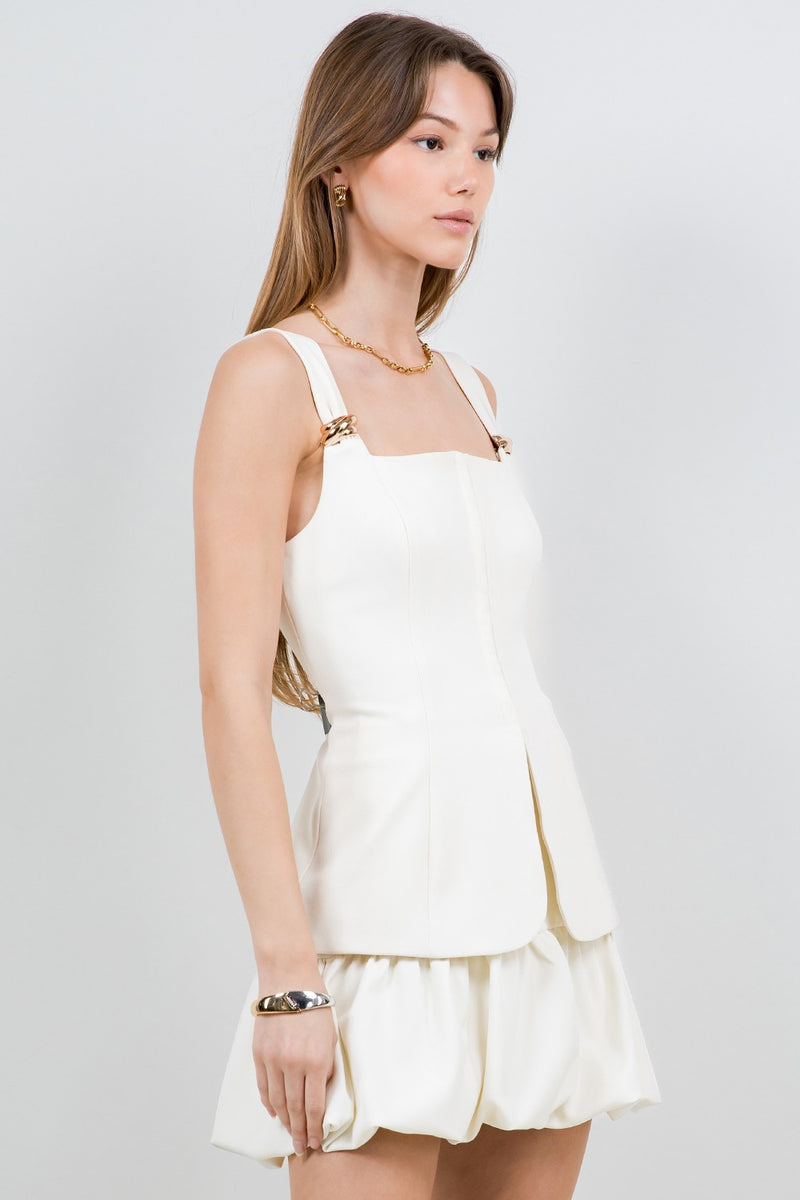 Metal Trim Detailed Corset Structured Top
