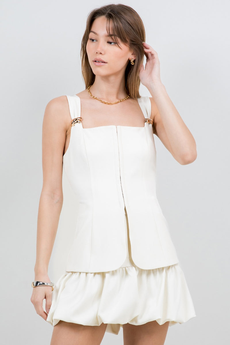 Metal Trim Detailed Corset Structured Top