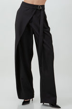 Pleated Wrap Over Adjustable Belt Trousers