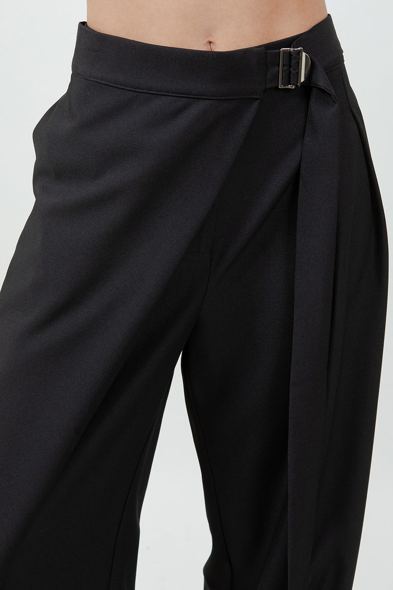 Pleated Wrap Over Adjustable Belt Trousers