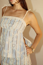 Striped Floral Spaghetti Strap Top with Side Slit