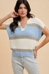 Low Guage Color Block Textured Sweater Top