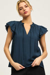 Ruffled Split Neck Blouse
