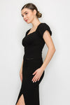 Balloon Sleeve Square Crop Top
