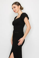 Balloon Sleeve Square Crop Top