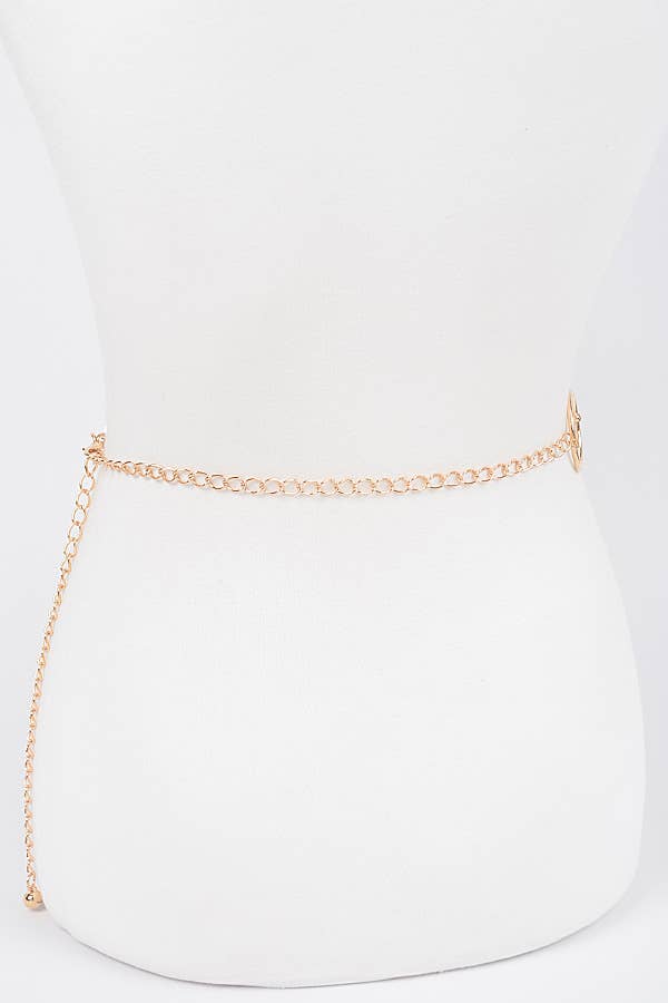 Multi Round Metal Chain Belt: Gold