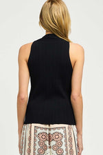 Sleeveless V-Neck Button Down Sweater Top