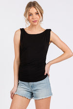 Double Layer Sleeveless Fitted Top - Black