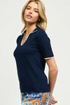 Short Sleeve U-Neck Polo Sweater