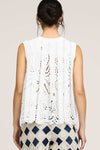 Round Neck Sweater w/ Contrast Pleated Eyelet Back