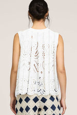Round Neck Sweater w/ Contrast Pleated Eyelet Back
