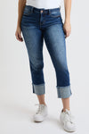 Mid Rise Premium Stretch Cuff Slim Straight Jean