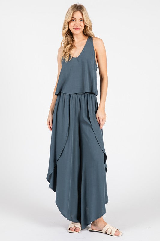 Pre-Wash Woven Overlap Pants
