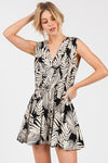 Printed Deep V-Neck Romper