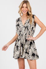 Printed Deep V-Neck Romper